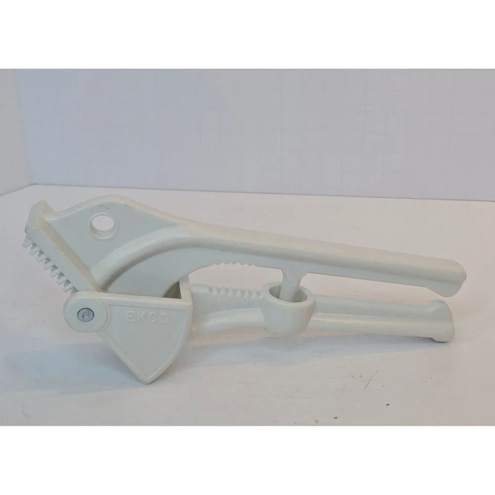 Vintage White Plastic EKCO Garlic Press Cherry Pitter Kitchen Utensil Tool